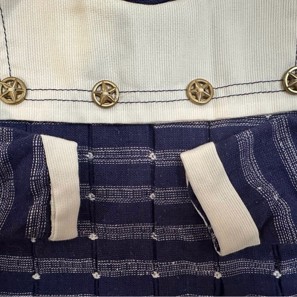 Vintage Polly Flinders 2T Nautical Navy and White Dress Sailor Star Buttons - Picture 4 of 4
